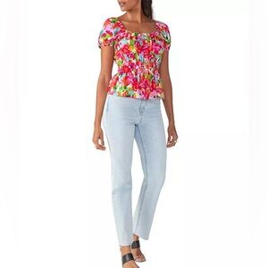 BN Sanctuary Printed Easy Faux Button Front Top